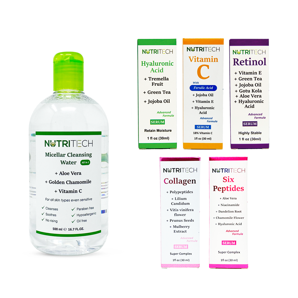 Agua Micelar + Suero de Retinol, Acido Hialurónico, Vitamina C, Colágeno y Péptidos